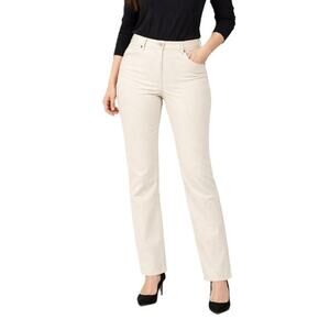 Talbots Womens Pants Size 12 Cream Corduroys Straight Leg Mid Rise Casual Profes